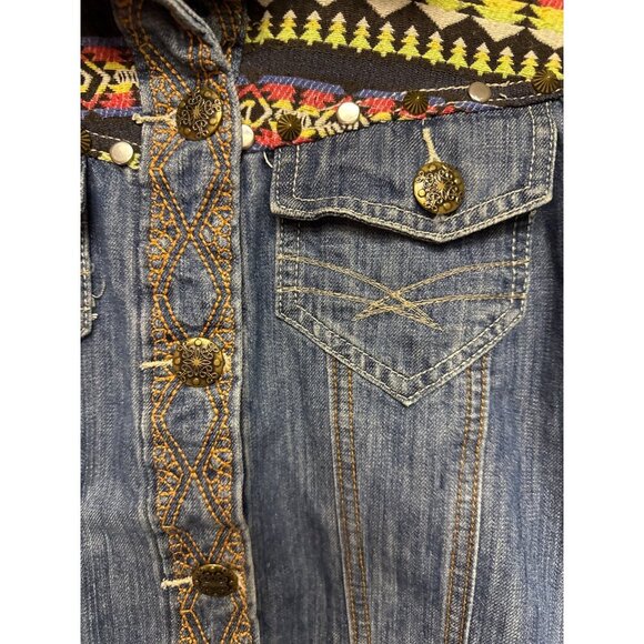 Isabel Hayley Women's Jacket Denim Jean Aztec Southwestern Embroidered Medium - Picture 5 of 10